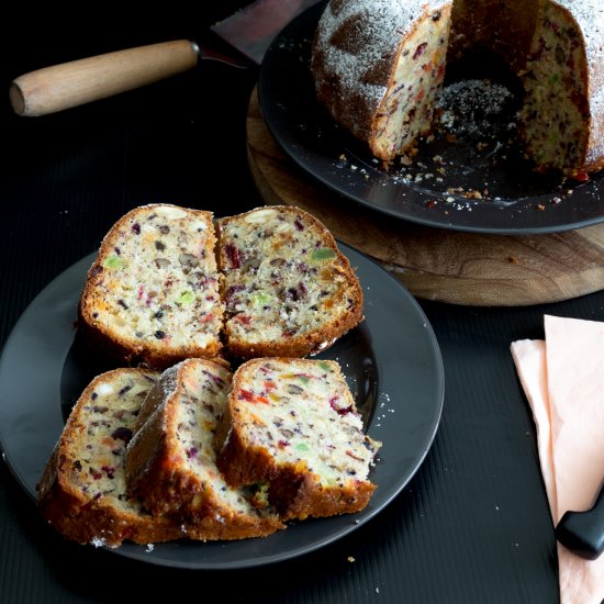 Glace’ Mixed Fruit Bundt Cake