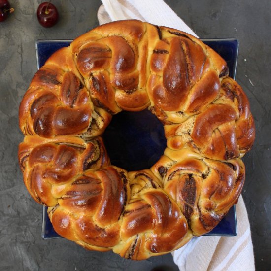 Chocolate Brioche Bread Wreath