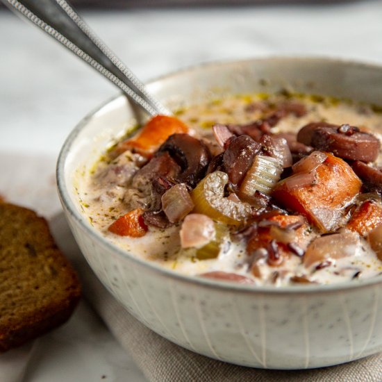 Instant Pot Mushroom Wild Rice Soup