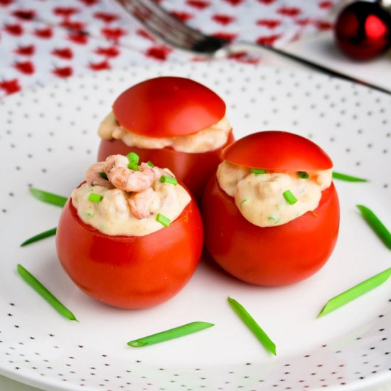 Prawn stuffed tomatoes