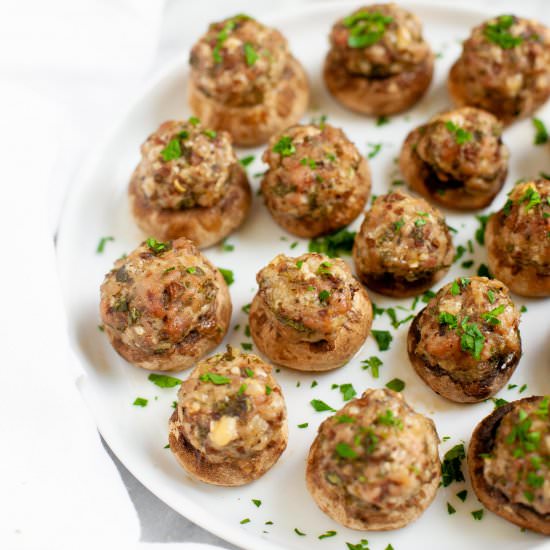 Parmesan Sausage Stuffed Mushrooms