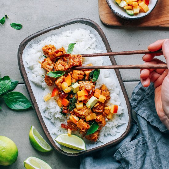 Thai Basil Tempeh With Persimmon