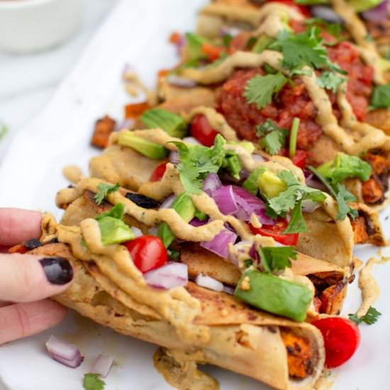 Sweet Potato Black Bean Taquitos