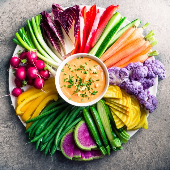 Rainbow Crudités with Fire Feta