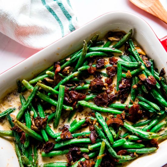 Green Beans with Bacon Cream Sauce