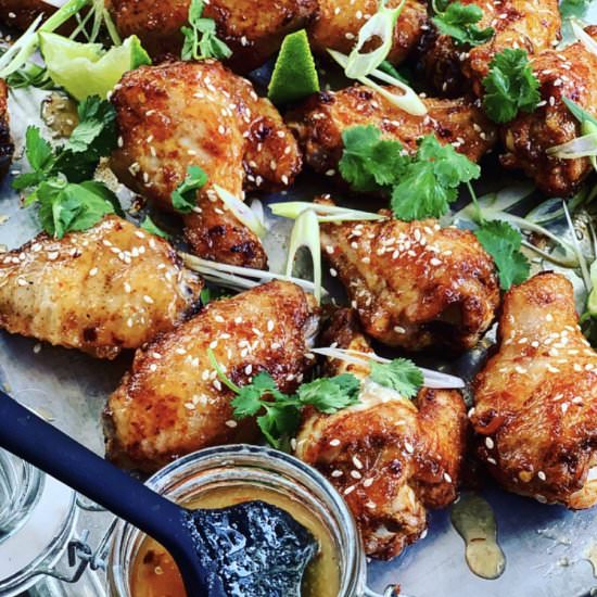 Pineapple,chili ginger glazed wings