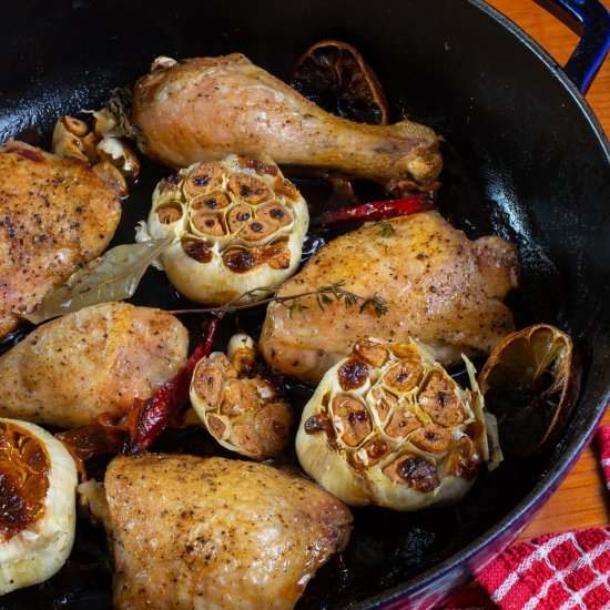 Slow Roasted Chicken with Garlic