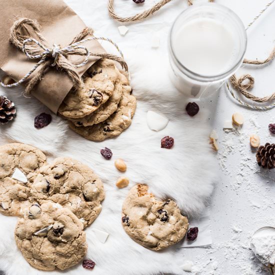 White Chocolate Cherry Macadamia Cookie