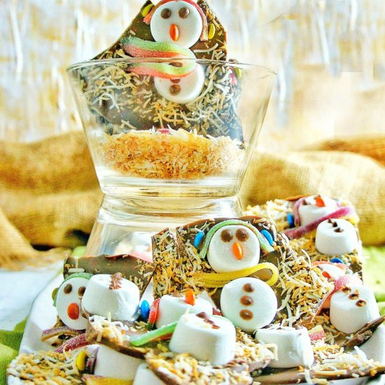 Snowman Chocolate Bark