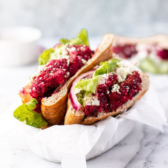 Mediterranean beet lentil burger