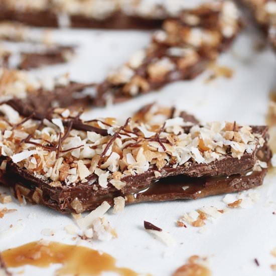 Salted Caramel Toasted Coconut Bark