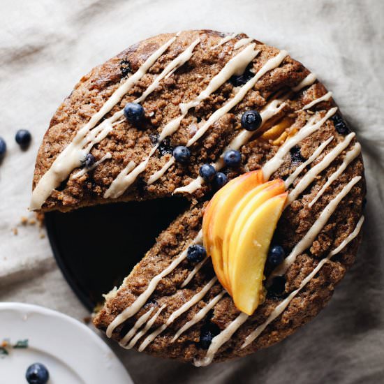 Blueberry Peach Ricotta Coffee Cake