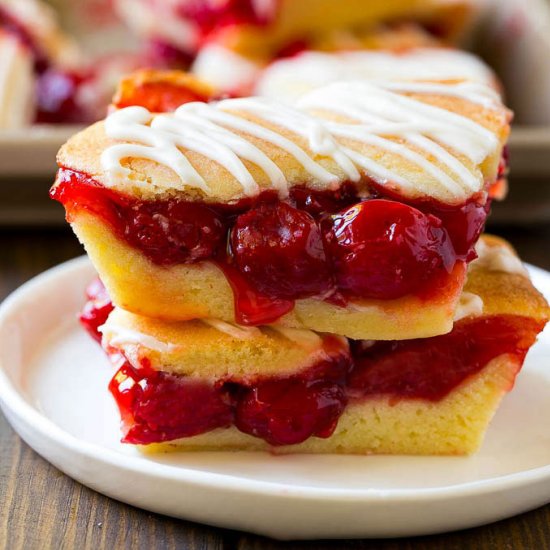 Cherry Bars with Vanilla Glaze