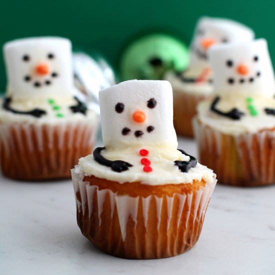 Melting Snowman Cupcakes