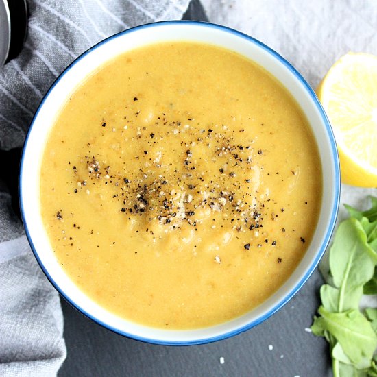 Cauliflower Lentil Lemon Soup