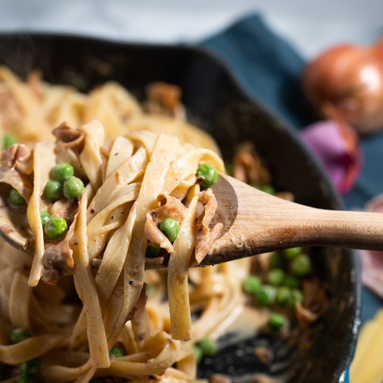 Fettuccine with Prosciutto and Peas