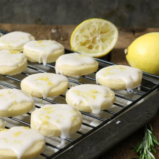 Glazed Lemon Shortbread Cookies