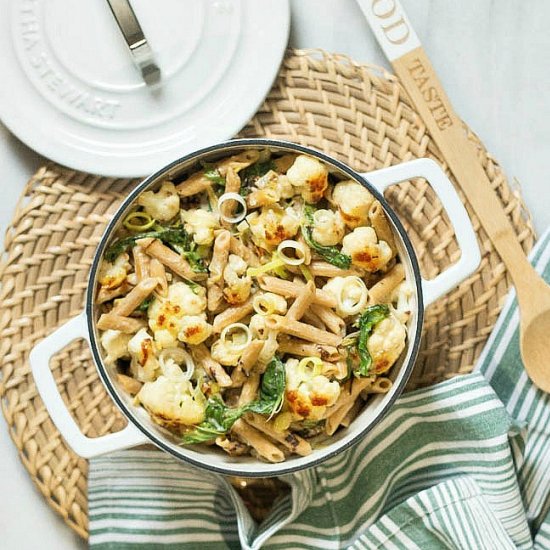 Creamy Cauliflower Penne with Leeks