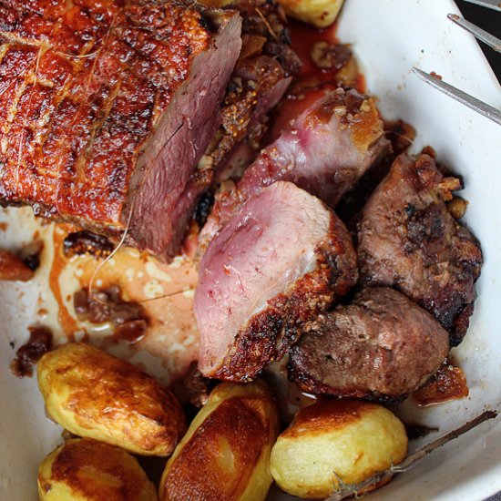 Dried fruits stuffed duck roast