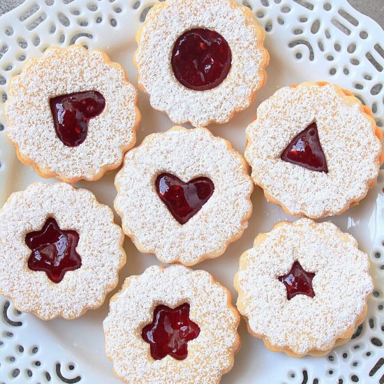 Eggless linzer cookies