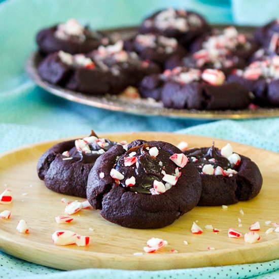 Peppermint Hot Fudge Thumbprints