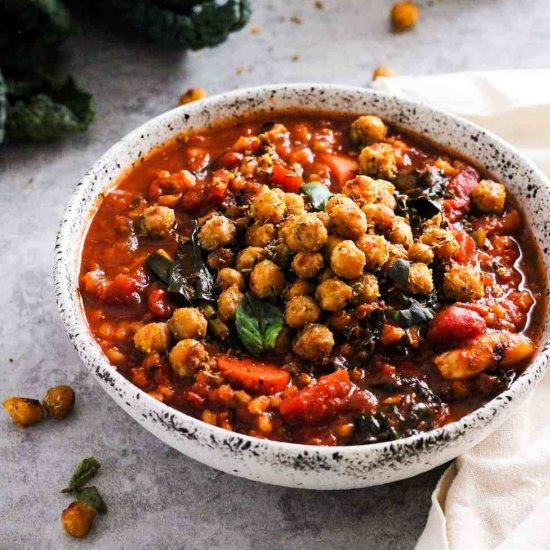 Tomato Barley Soup with Chickpeas