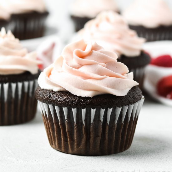 GF Chocolate Raspberry Cupcakes