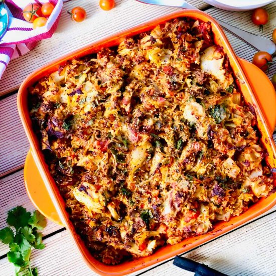 Cabbage casserole with beef mince