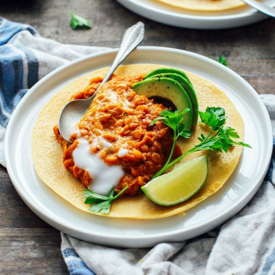 Chickpea Crepes with Lentil Dal