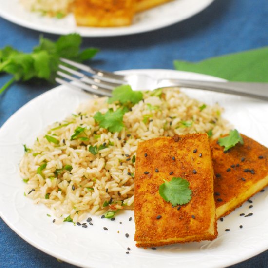 Turmeric Tofu with Coconut Rice