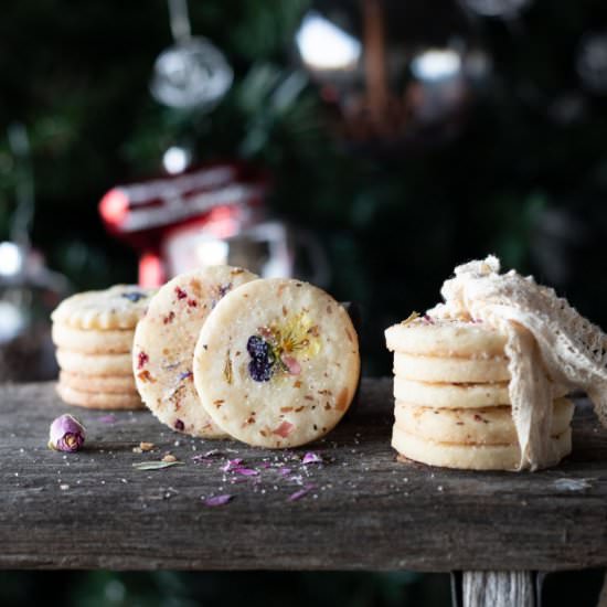 Rosewater Shortbread Cookies