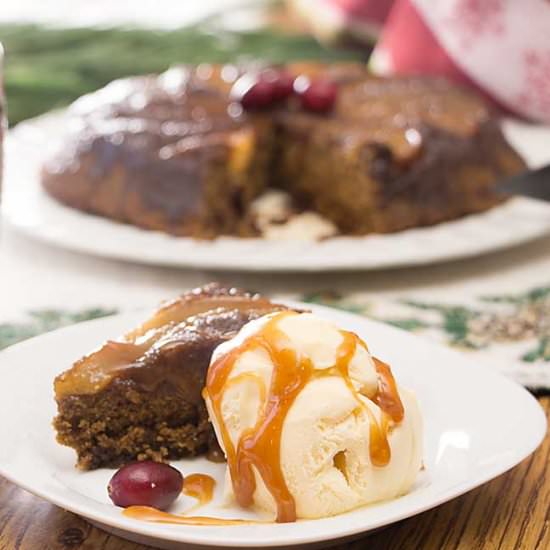 Pear Gingerbread Upside-Down Cake