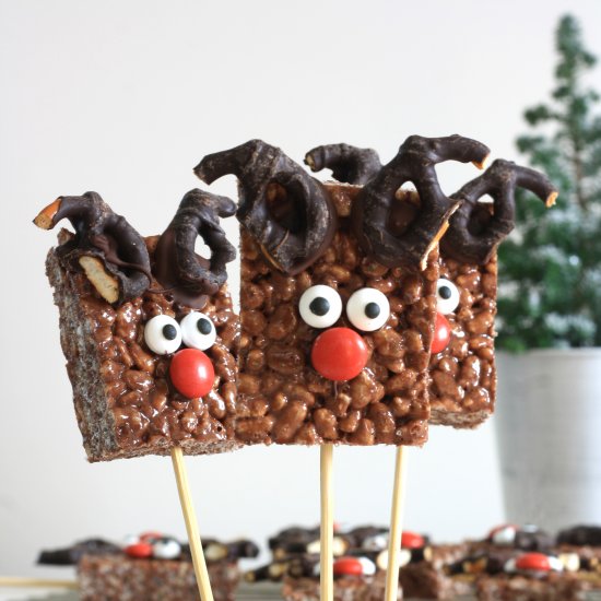 Crispy Chocolate Rudolph Pops