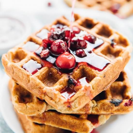 Vegan Orange Cranberry Waffles