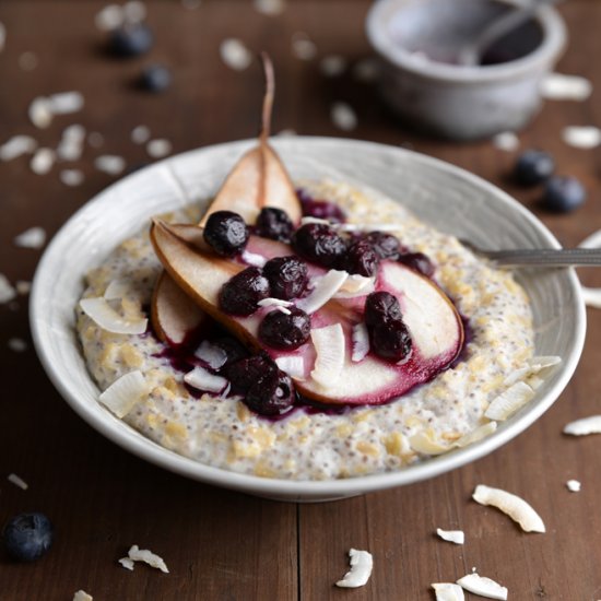 Pear & Blueberry Coconut Porridge