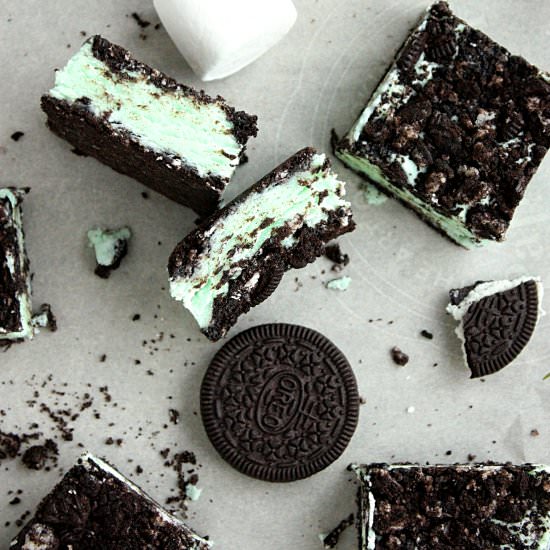 Mint Marshmallow Oreo Squares