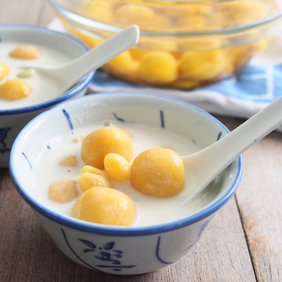 Pumpkin Tang Yuan In Soymilk