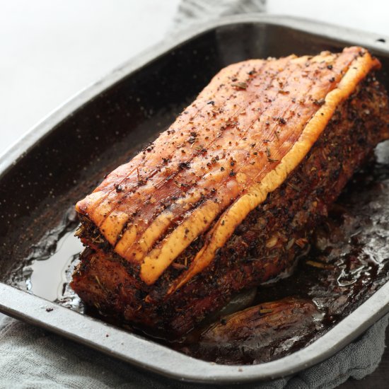 Slow Roasted Peppered Pork Belly