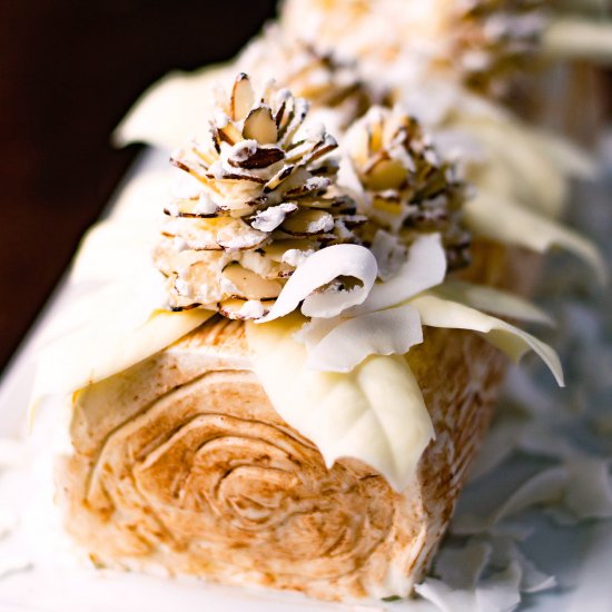 Winter White Yule Log Cake