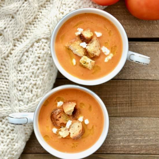 Roasted Tomato Goat Cheese Soup