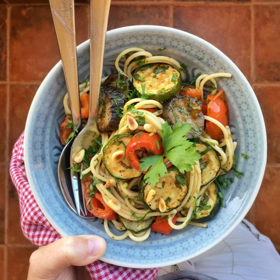 Roasted Vegetables Spaghetti