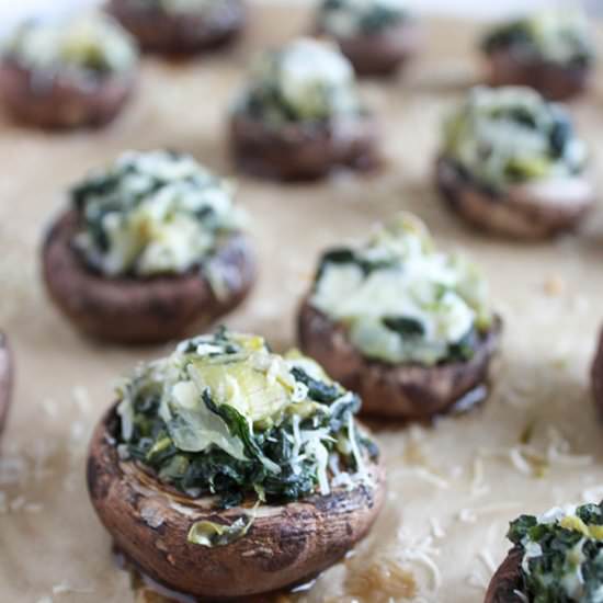 Spinach Artichoke Stuffed Mushrooms