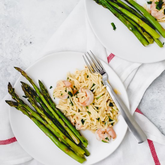 Spicy Garlic Shrimp with Orzo