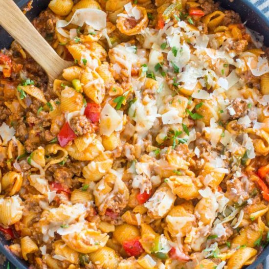 Cheesy Stuffed Pepper Skillet Pasta