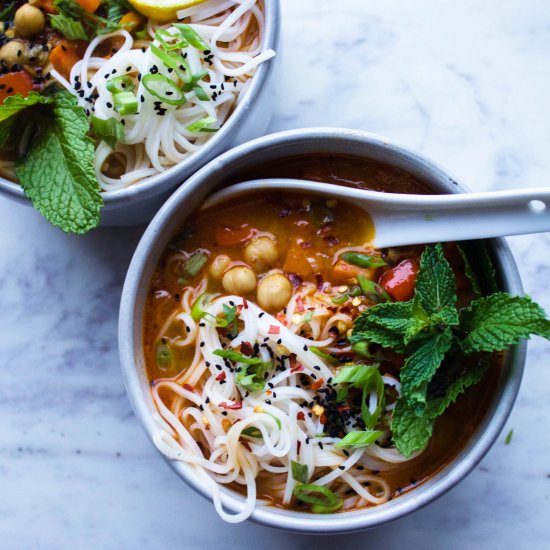 Red Thai Curry Chickpea Noodle Soup