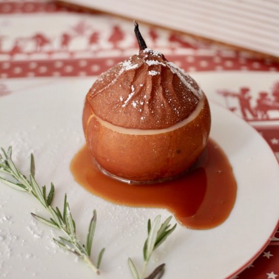 Roasted pear with cranberry filling