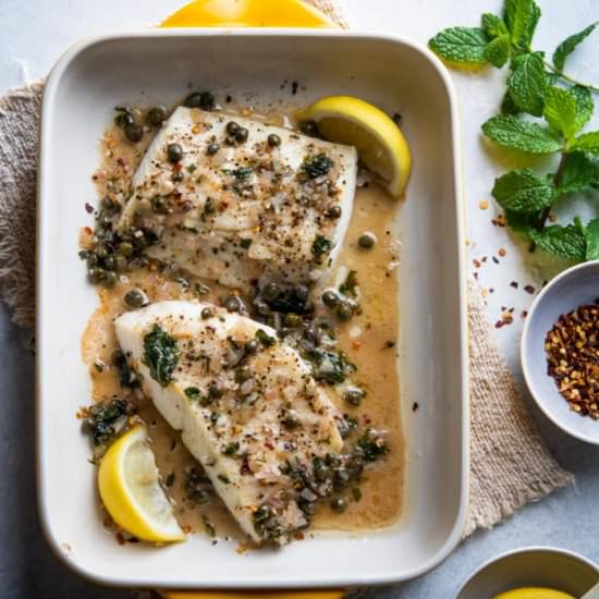 BROILED HALIBUT WITH WHITE WINE