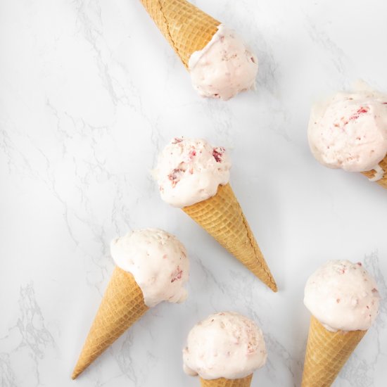 Strawberry Rosé No Churn Ice Cream