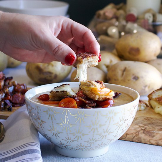 Potato Soup & Cheese Croutons