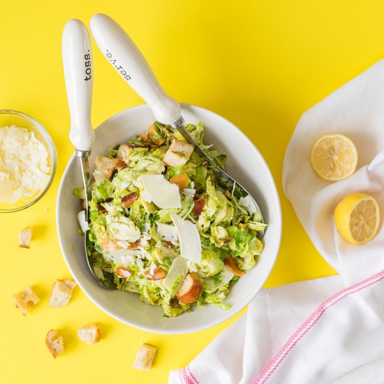 Warm Brussels Sprouts Caesar Salad